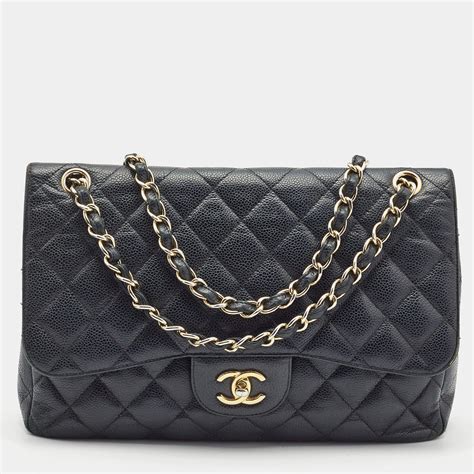 chanel jumbo classic double flap bag black caviar gold hardware|CHANEL Caviar Quilted Jumbo Double Flap Black.